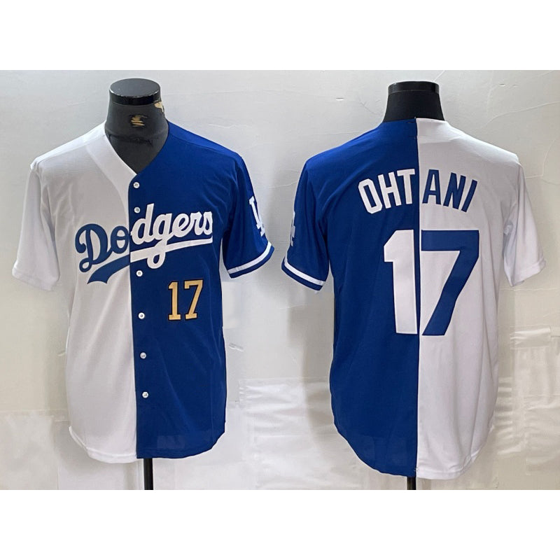 Los Angeles Dodgers #17 Shohei Ohtani Number White Blue Jereymy Two Tone Stitched Jerseys