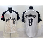 Los Angeles Dodgers #8 Enrique Hern¨¢ndez White Black Jereymy Mexico 2025 LA Gothic Style With Fernando Patch Vapor Premier Limited Stitched Jersey