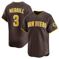 San Diego Padres #3 Jackson Merrill Brown Jereymy 2024 Away Limited Stitched Jersey