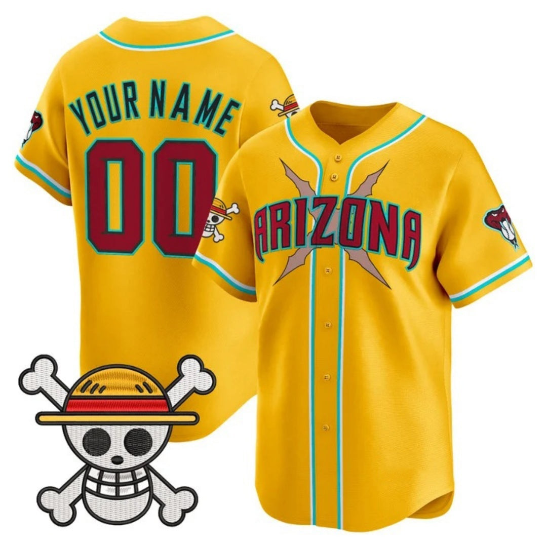 Custom Arizona Diamondbacks x One Piece Gold Jereymy Vapor Premier Limited Jersey - Stitched