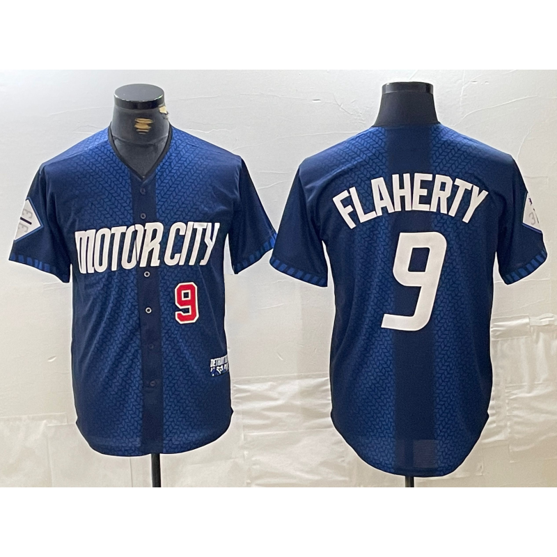 Detroit Tigers #9 Jack Flaherty Number 2024 Navy Jereymy City Connect Cool Base Limited Stitched Jersey