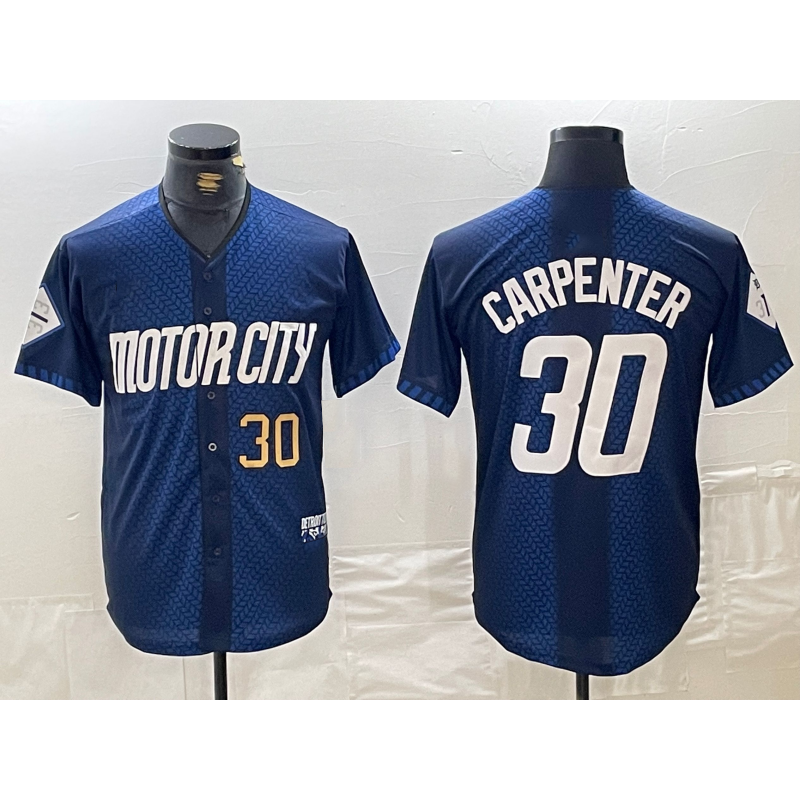 Detroit Tigers #30 Kerry Carpenter Number 2024 Navy Jereymy City Connect Cool Base Limited Stitched Jersey 2