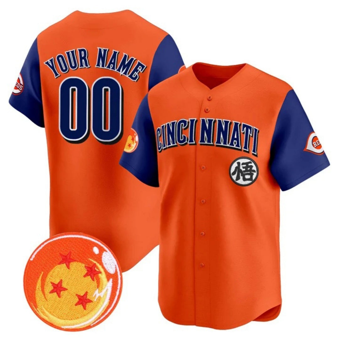 Custom Cincinnati Reds x Dragon Ball Royal Orange Jereymy Vapor Premier Limited Jersey - All Stitched