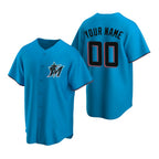 Custom Miami Marlins Blue Jereymy Stitched Cool Base Jersey