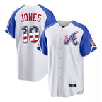 Atlanta Braves #10 Chipper Jones Player White Jereymy USA 250 Fourth Of July City Connect Home Game Stitched Jerseys