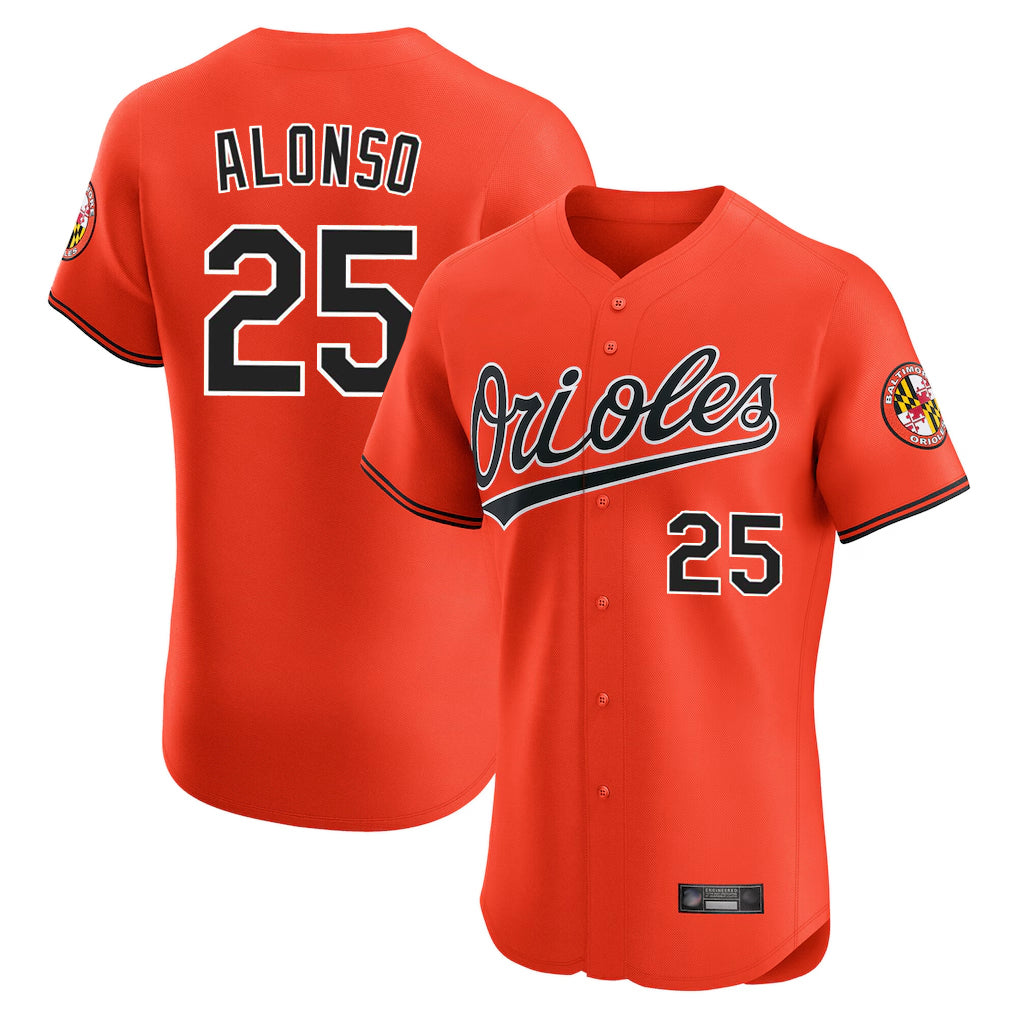 Baltimore Orioles #25 Pete Alonso Player Orange Jereymy Limited Elite Home Game Stitched Jerseys