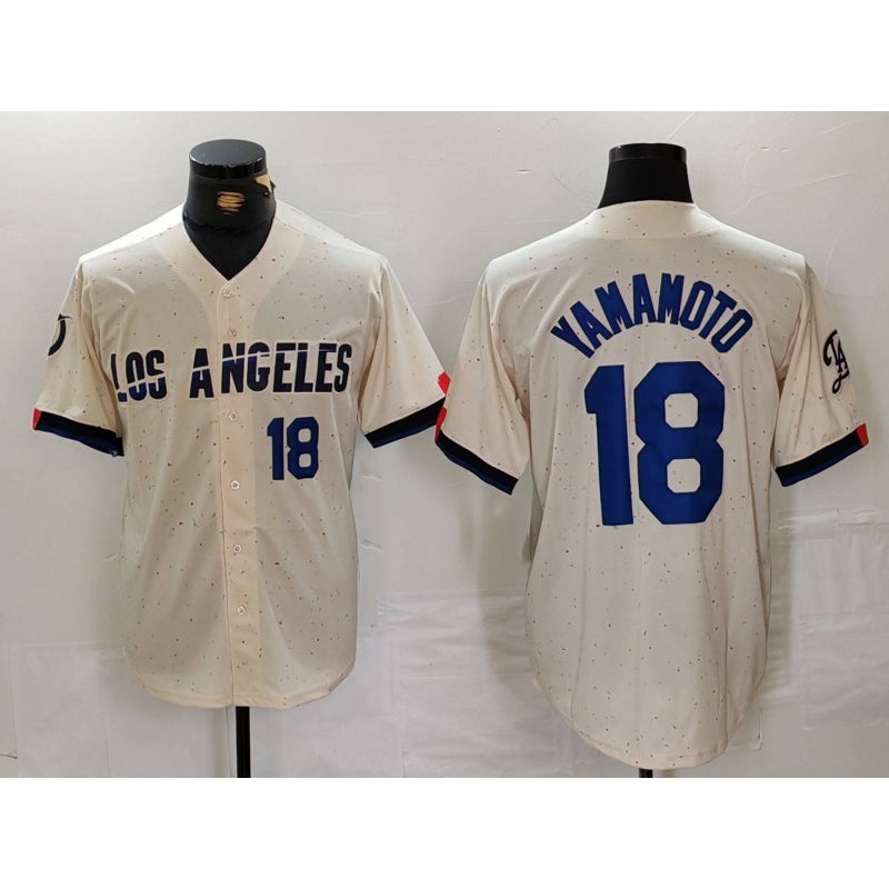 Los Angeles Dodgers #18 Yoshinobu Yamamoto Number Cream Jereymy 2024 City Connect Limited Stitched Jersey 2