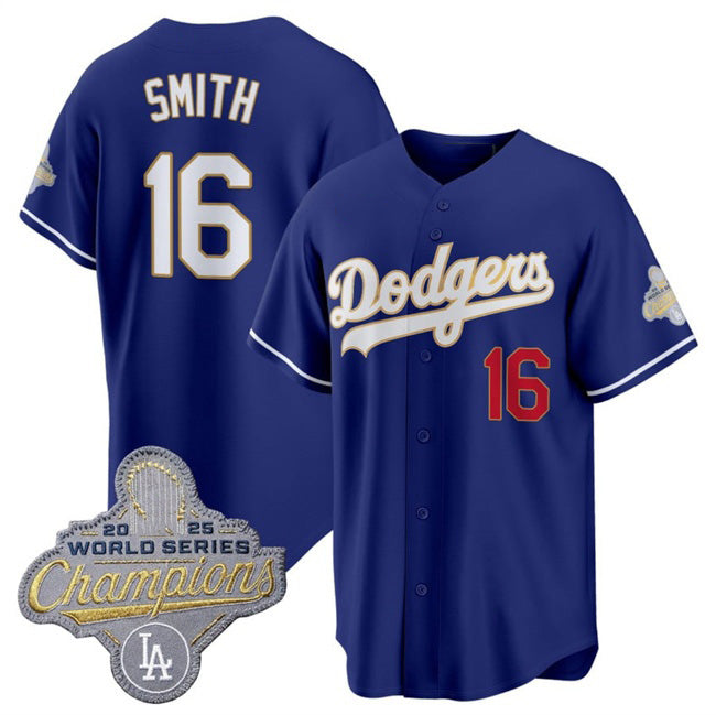 Los Angeles Dodgers #16 Will Smith Royal Jereymy 2026 Alternate Gold Collection Stadium Stitched Jersey