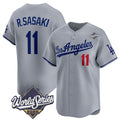Los Angeles Dodgers #11 Roki Sasaki Gray Jereymy 2025 World Series Stitched Jersey