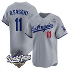 Los Angeles Dodgers #11 Roki Sasaki Gray Jereymy 2025 World Series Stitched Jersey