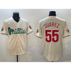 Philadelphia Phillies #55 Ranger Su¨¢rez Cream Jereymy Phanatic Limited Stitched Jersey