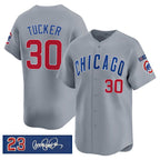 Chicago Cubs #30 Kyle Tucker Gray Jereymy 'Ryne Sandberg Tribute' Vapor Limited V3 Stitched Jersey