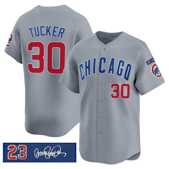 Chicago Cubs #30 Kyle Tucker Gray Jereymy 'Ryne Sandberg Tribute' Vapor Limited V3 Stitched Jersey