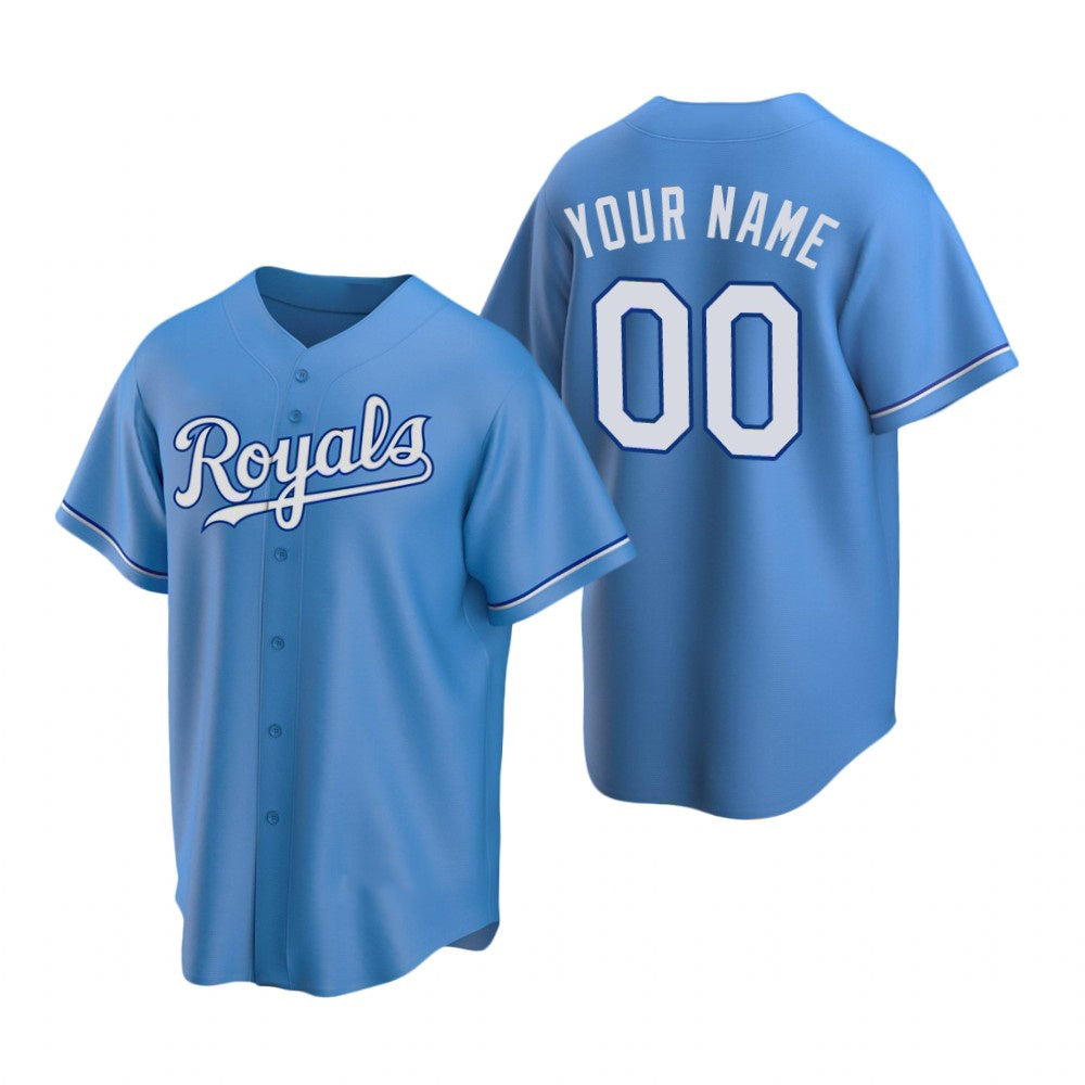 Custom Kansas City Royals Light Blue Jereymy Stitched Cool Base Jersey