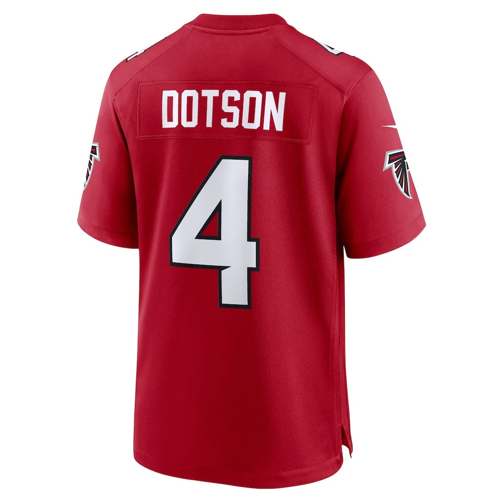 A.Falcons #4 Jahan Dotson Red Jereymy Team Game Jersey