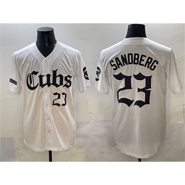 Chicago Cubs #23 Ryne Sandberg White Jereymy 'Gothic North Side Edition' Vapor Premier Limited Stitched Jersey