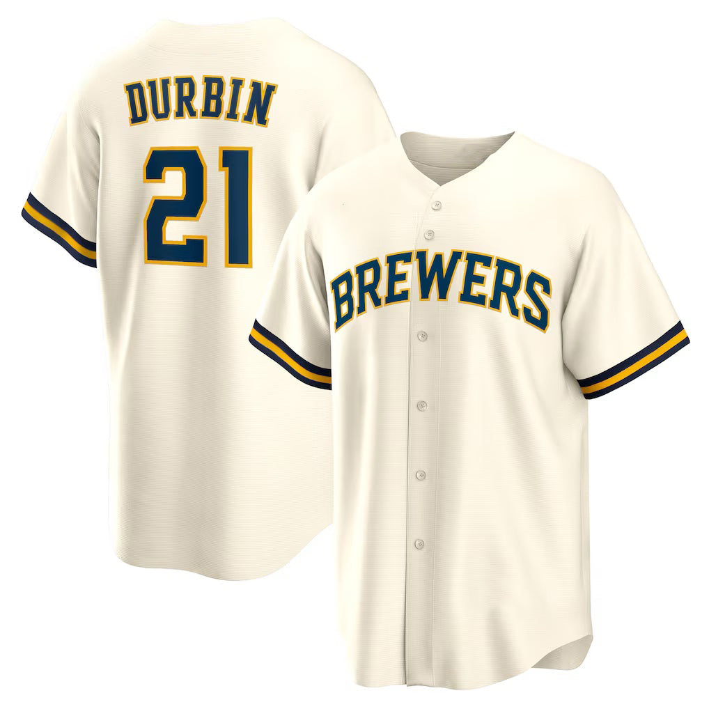 Milwaukee Brewers #21 Caleb Durbin Cream Jereymy Home Replica Jersey