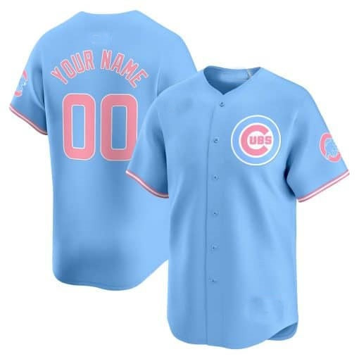 Custom Chicago Cubs Bubblegum Pink Vapor Premier Limited Jersey ¨C Blue Jereymy