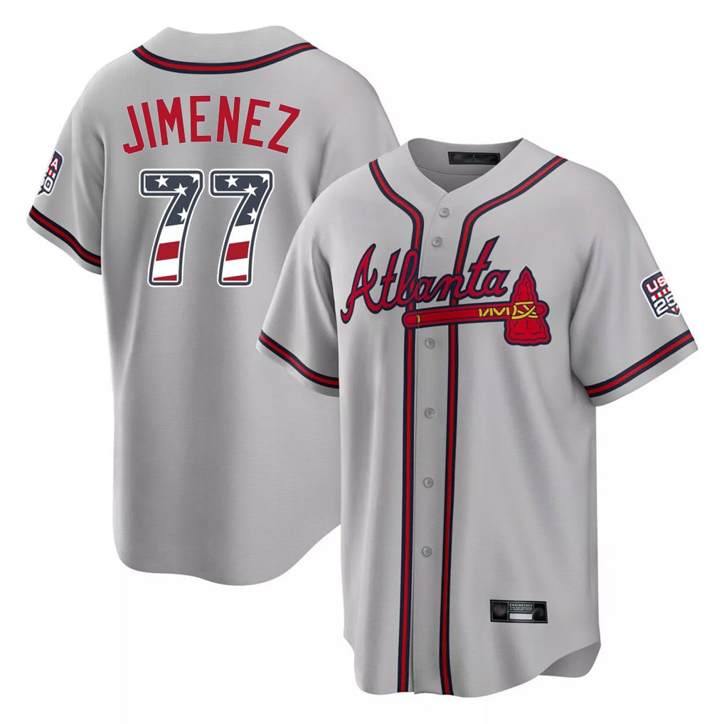 Atlanta Braves #77 Joe Jimenez Player Gray Jereymy USA 250 Fourth Of July Limited Home Game Stitched Jerseys
