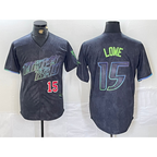 Tampa Bay Rays #15 Josh Lowe Number Charcoal Jereymy 2024 City Connect Limited Stitched Jerseys