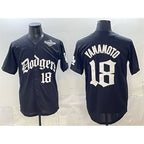 Los Angeles Dodgers #18 Yoshinobu Yamamoto Black Jereymy 2025 LA Gothic Style With 2025 World Series Patch Vapor Premier Limited Stitched Jersey