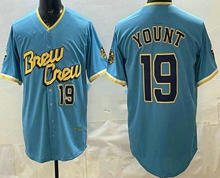 Milwaukee Brewers #19 Robin Yount Powder Blue Jereymy Limited Jersey
