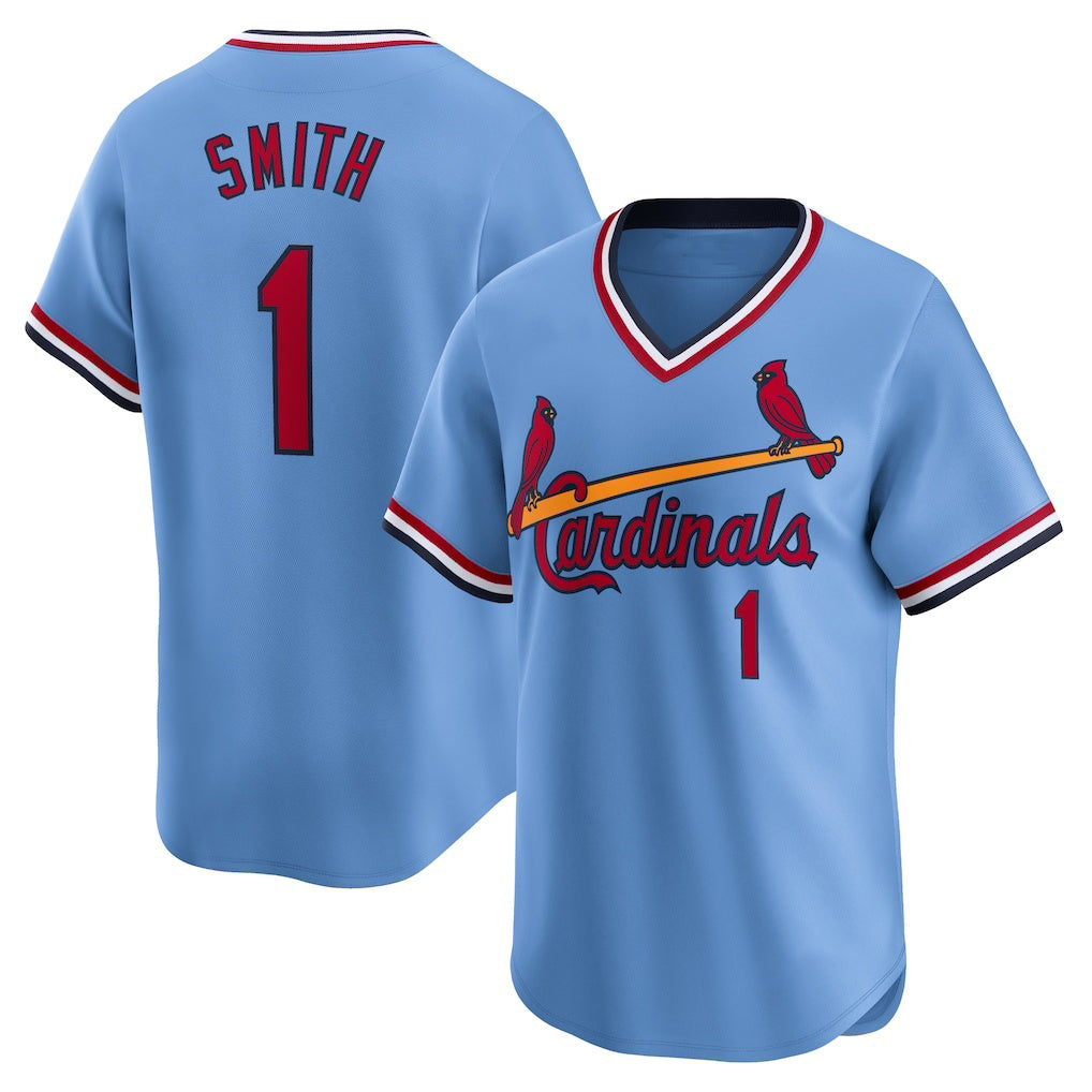 St. Louis Cardinals #1 Ozzie Smith Royal Jereymy Throwback Cooperstown Limited Jersey