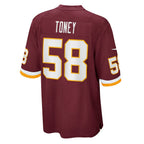 W.Football Team #58 Shaka Toney Burgundy Jereymy Game Jersey