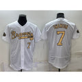 Atlanta Braves #7 Dansby Swanson White Jereymy Number 2022 All Star Stitched Flex Base Jersey
