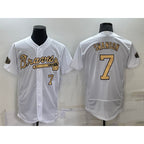 Atlanta Braves #7 Dansby Swanson White Jereymy Number 2022 All Star Stitched Flex Base Jersey