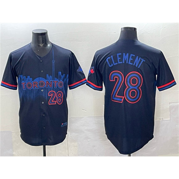 Toronto Blue Jays #28 Ernie Clement Navy Jereymy 2024 City Connect Limited Stitched Jersey