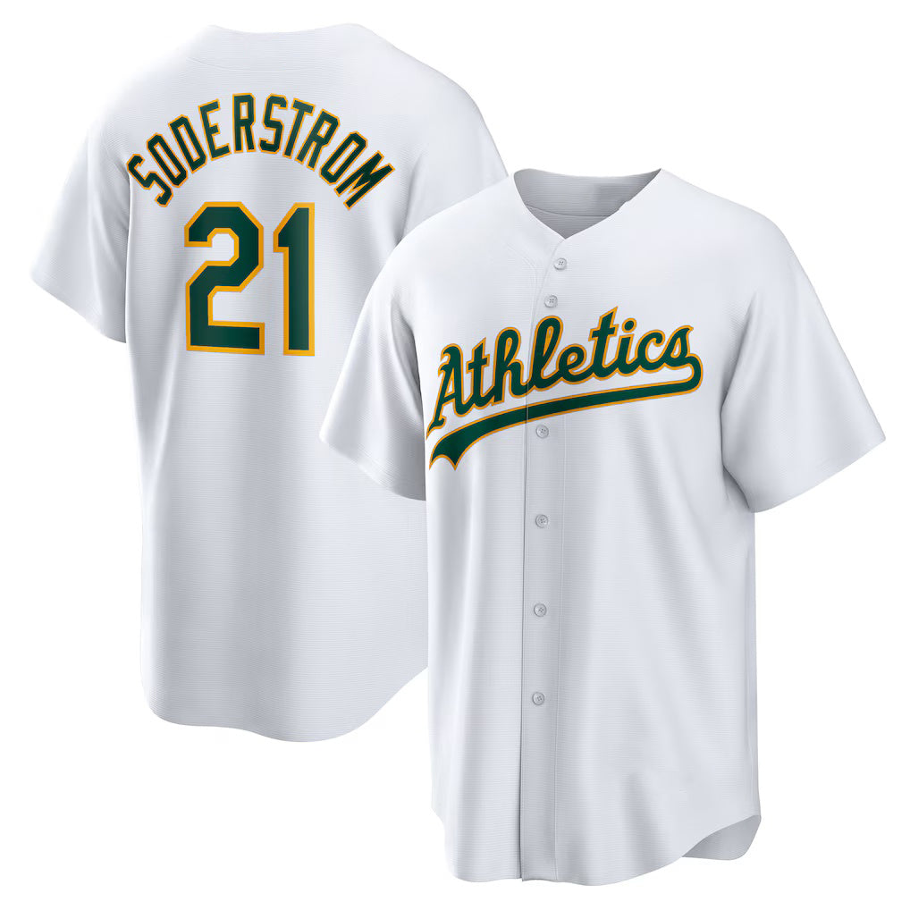 Oakland Athletics #21 Tyler Soderstrom White Jereymy Home Replica Jersey 2