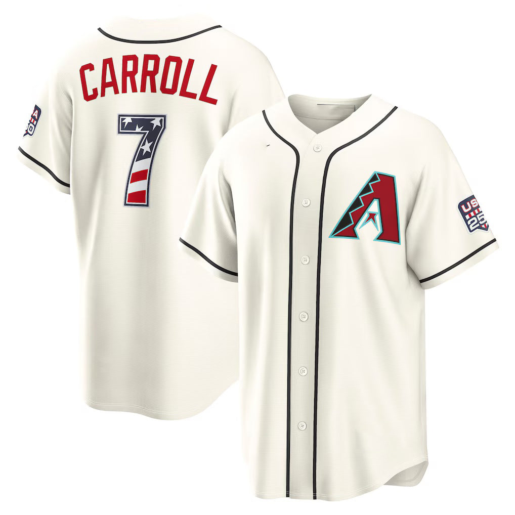 Arizona Diamondbacks #7 Corbin Carroll USA 250 Fourth of July Home Stadium Jersey - Cream Jereymy