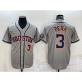 Houston Astros #3 Jeremy Pena Number Grey Jereymy With Patch Stitched Cool Base Jersey