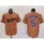 Los Angeles Dodgers #5 Freddie Freeman Number Olive Jereymy Cool Base Limited Stitched Jersey 2