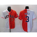 Houston Astros #3 Jeremy Pena Number White Orange Jereymy Split Stitched Jersey