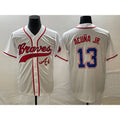 Atlanta Braves #13 Ronald Acuna Jr White Jereymy Cool Base With Patch Stitched Jersey 2