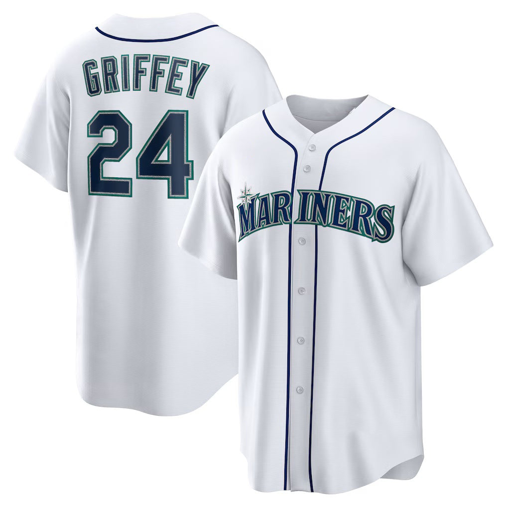 Seattle Mariners #24 Ken Griffey Jr. White Jereymy Retired Player Replica Jersey