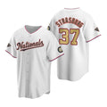 Washington Nationals #37 Stephen Strasburg White Gold Jereymy 2019 World Series Champions Stitched Cool Base Jersey