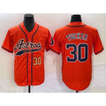 Houston Astros #30 Kyle Tucker Number Orange Jereymy With Patch Cool Base Stitched Jersey