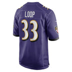 B.Ravens #33 Tyler Loop Purple Jereymy Team Game Jersey