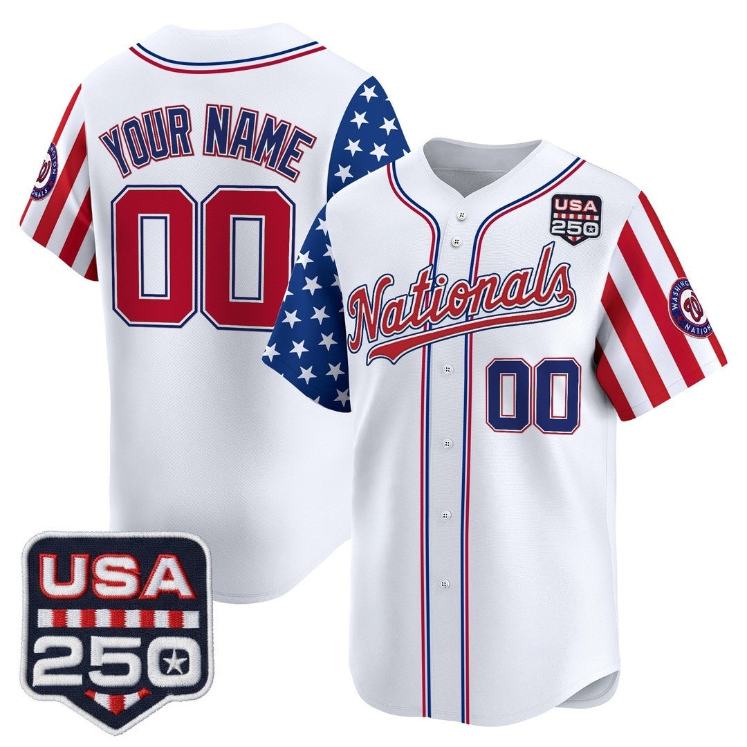 Custom Washington Nationals America 250 Edition Vapor Premier Limited White Jereymy Stitched Jerseys
