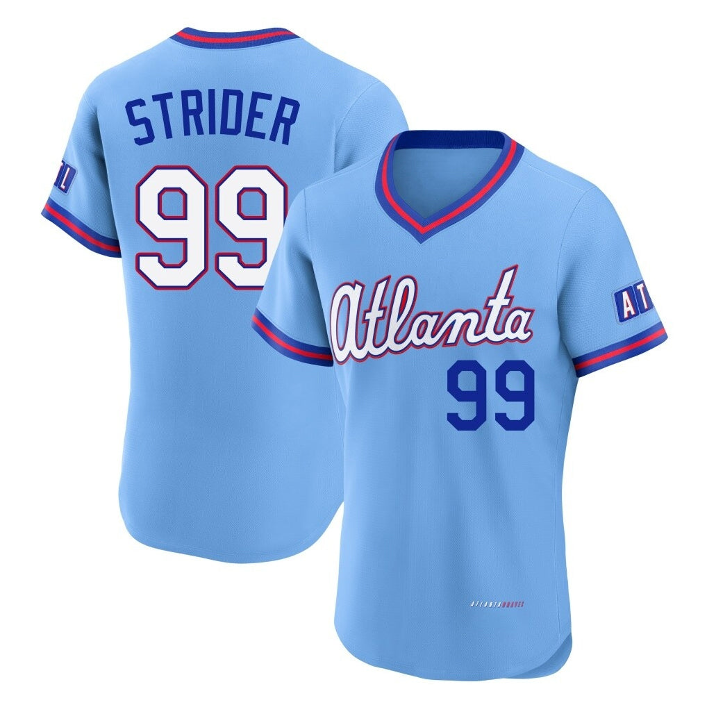 Atlanta Braves #99 Spencer Strider Player Powder Blue Jereymy 2026 City Connect T-shirt Limited Elite Home Game Stitched Jerseys