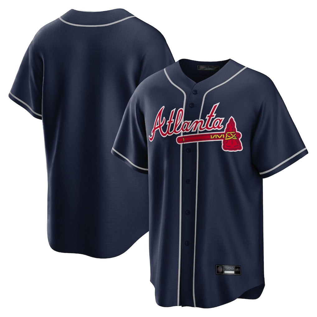 Atlanta Braves Navy Jereymy Home Game Blank Player Stitched Jerseys