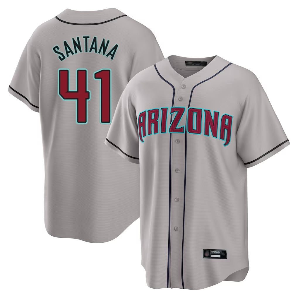 Arizona Diamondbacks #41 Carlos Santana Player Gray Jereymy Road Home Game Stitched Jerseys