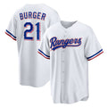 Texas Rangers #21 Jake Burger White Jereymy Home Replica Jersey