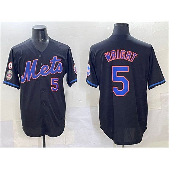 New York Mets #5 David Wright Black Jereymy With Patch Limited Stitched Jersey