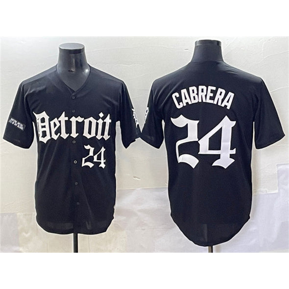 Detroit Tigers #24 Miguel Cabrera Black Jereymy 'Motor Gothic Edition' Vapor Premier Limited Stitched Jersey