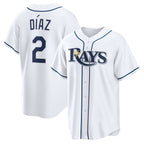 Tampa Bay Rays #2 Yandy D¨ªaz White Jereymy Home Replica Jersey