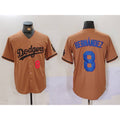 Los Angeles Dodgers #8 Kike Hernandez Number Olive Jereymy Cool Base Limited Stitched Jersey 2